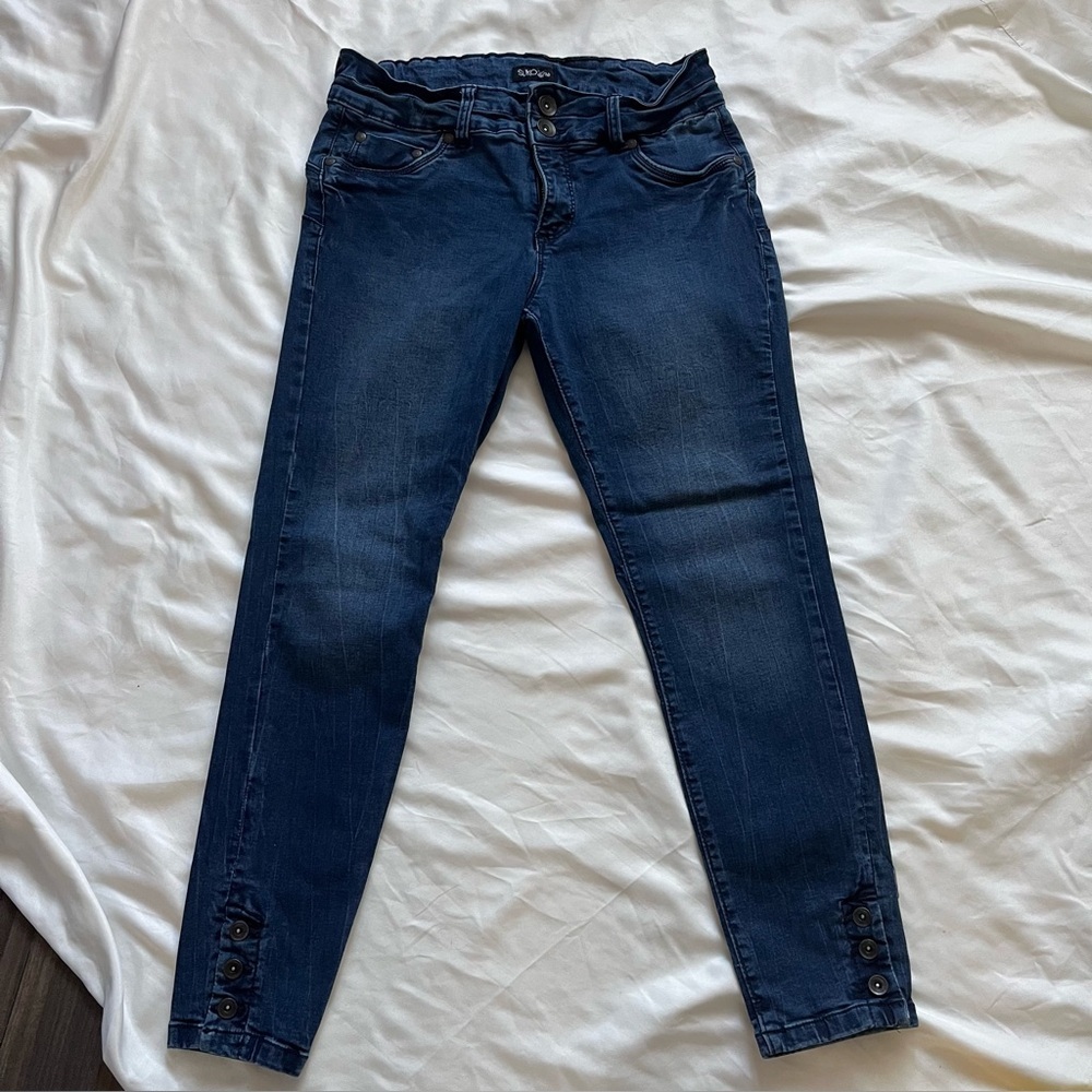 Suko Jeans Stretch Skinny Jeggings Button Hem Ankle Size 8